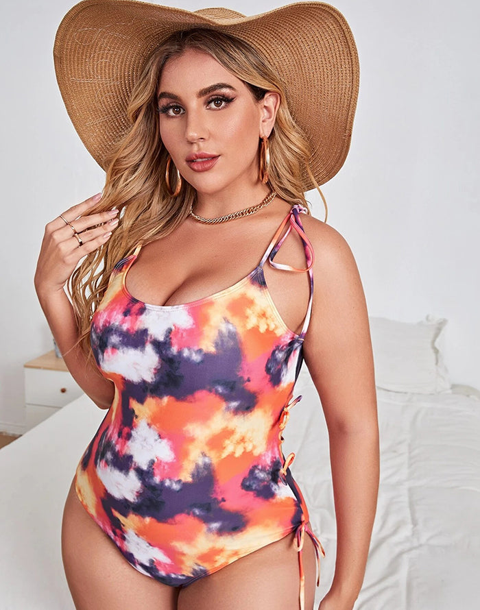 FULLFITALL-Volcano U-Neck Tie One Piece Swimsuit FULLFITALL-Volcano U-Neck Tie One Piece Swimsuit