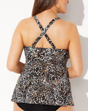 FULLFITALL-V-Neck Twist Tankini Set With Side Slit Skirt