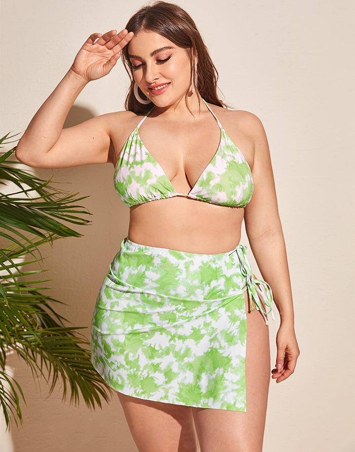FULLFITALL-Light Green Halterneck Sideways Lace-Up Bikini Set FULLFITALL-Light Green Halterneck Sideways Lace-Up Bikini Set