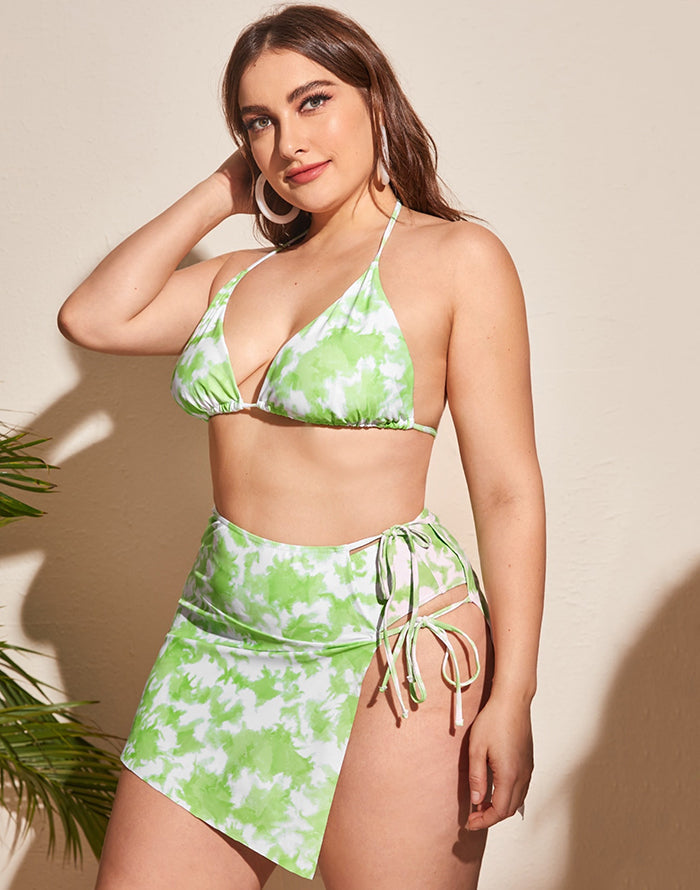 FULLFITALL-Light Green Halterneck Sideways Lace-Up Bikini Set FULLFITALL-Light Green Halterneck Sideways Lace-Up Bikini Set