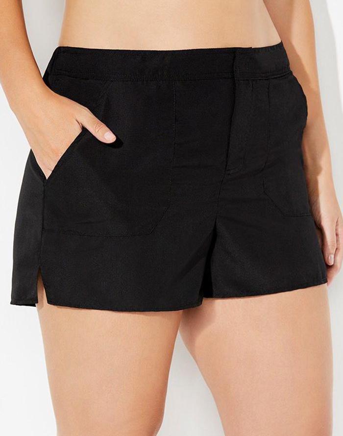 FULLFITALL - Black Loop Strap Blouson Tankini Set With Cargo Swim Short FULLFITALL - Black Loop Strap Blouson Tankini Set With Cargo Swim Short