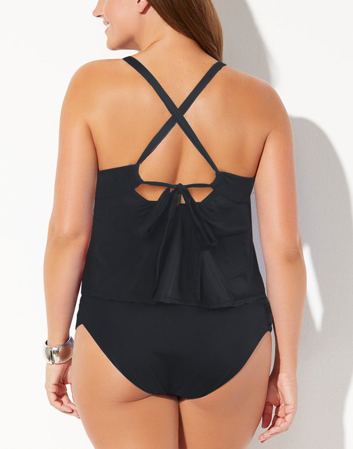 FULLFITALL - Neon Tropical Scarf X-Back Tankini Set FULLFITALL - Neon Tropical Scarf X-Back Tankini Set