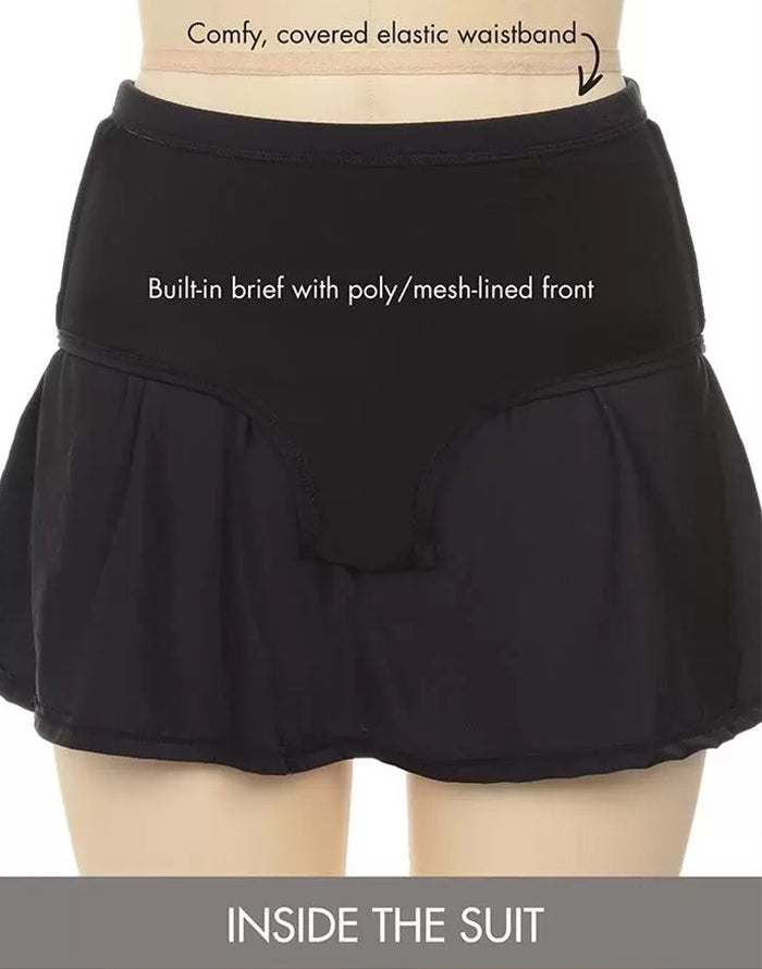 FULLFITALL - Purple Loop Strap Blouson Tankini With A-Line Swim Skirt FULLFITALL - Purple Loop Strap Blouson Tankini With A-Line Swim Skirt