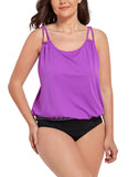 FULLFITALL - Purple Loop Strap Blouson Tankini Top