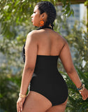 FULLFITALL-Black U-Neck Halterneck One Piece Swimsuit