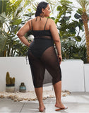FULLFITALL-Black Turtleneck Tulle Bikini Set