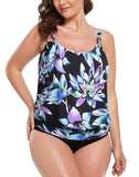 FULLFITALL - Multicolored Lotus Strap Blouson Tankini Set