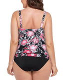 FULLFITALL - Pink Floral Strap Blouson Tankini Top