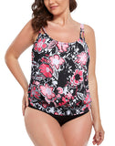 FULLFITALL - Pink Floral Strap Blouson Tankini Set