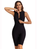 Solid Color Long-cut Legs One-Piece Surf Suit