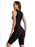 Solid Color Long-cut Legs One-Piece Surf Suit
