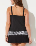 FULLFITALL - Black Loop Strap Blouson Tankini With A-Line Swim Skirt