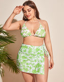 FULLFITALL-Light Green Halterneck Sideways Lace-Up Bikini Set