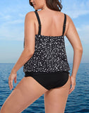 FULLFITALL - Black White Dot Loop Strap Blouson Tankini Set