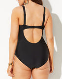 FULLFITALL - Black Cut Out Underwire One Piece Swimsuit