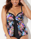 FULLFITALL - Multi Leaves Faux Flyaway Underwire Tankini Top