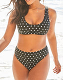 FULLFITALL - Black Polka Dot Scoopneck Underwire Bikini Set