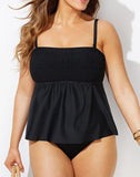 FULLFITALL - Black Smocked Bandeau Tankini Set