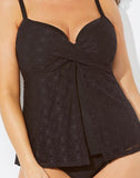 FULLFITALL - Black Faux Flyaway Underwire Tankini Top