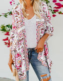 FULLFITALL - White Printed Blouse Cover Up