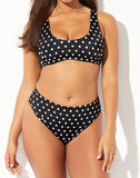 FULLFITALL - Black Polka Dot Scoopneck Underwire Bikini Set