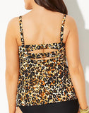 FULLFITALL - Ocelot Print Faux Flyaway Underwire Tankini Top