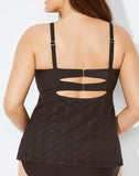 FULLFITALL - Black Faux Flyaway Underwire Tankini Top