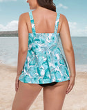 FULLFITALL - Tropical Palm V-NECK  Flowy Tankini Top