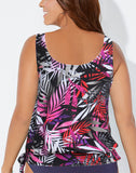 FULLFITALL - Multim Textured Palm Side Tie Blouson Tankini Set