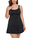 FULLFITALL - Black Flared Tankini  With A-Line Swim Skirt