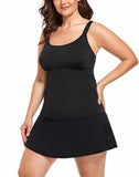 FULLFITALL - Black Flared Tankini  With A-Line Swim Skirt