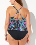 FULLFITALL - Neon Tropical Scarf X-Back Tankini Set