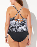 FULLFITALL - Black Scarf X-Back Tankini Set