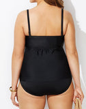 FULLFITALL - Black Smocked Bandeau Tankini Set