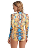 Long Sleeve Snakeskin One Piece Swimsuit