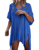 FULLFITALL - Blue Blouse Loose V-Neck Cover Up