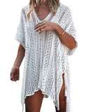 FULLFITALL - White Blouse Loose V-Neck Cover Up