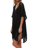 FULLFITALL - Black Blouse Loose V-Neck Cover Up