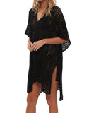 FULLFITALL - Black Blouse Loose V-Neck Cover Up