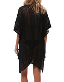 FULLFITALL - Black Blouse Loose V-Neck Cover Up