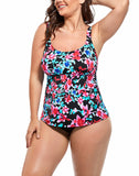 FULLFITALL - Cute Floral Flared Tankini Set