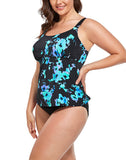 FULLFITALL - Blue Poppies Flared Tankini Top