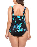 FULLFITALL - Blue Poppies Flared Tankini Set