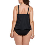 FULLFITALL - Black Side Tie V-Neck Tankini Set