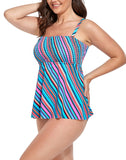 FULLFITALL - Multi Diagonal Smocked Bandeau Tankini Set