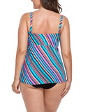 FULLFITALL - Multi Diagonal Smocked Bandeau Tankini Set