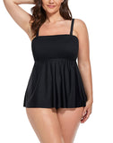 FULLFITALL - Black Smocked Bandeau Tankini Set