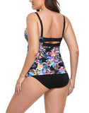 FULLFITALL - Multi Leaves Faux Flyaway Underwire Tankini Set