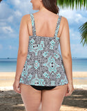 FULLFITALL - Mint Medallion V-NECK  Flowy Tankini Set