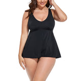 FULLFITALL - Black V-NECK  Flowy Tankini Top